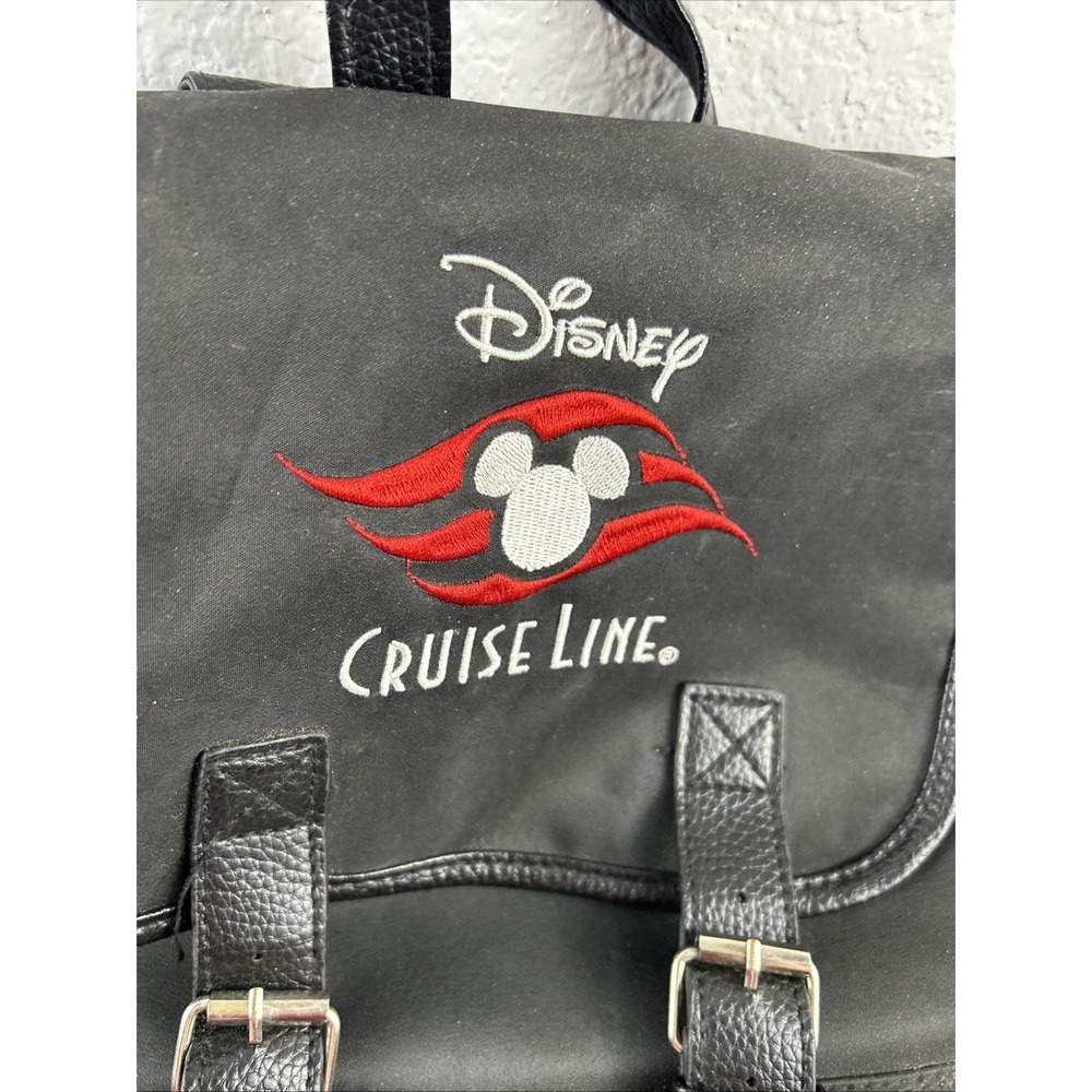 Disney Cruise Line Excl. Backpack Black Nylon w Leather Accents Mickey‎ Ears - Picture 2 of 9